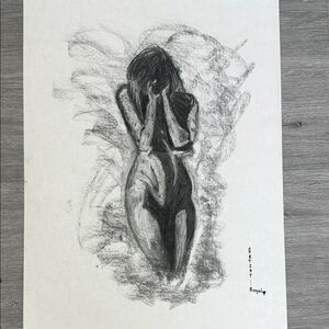Charcoal Sketch of a Figure by Unknown Artist